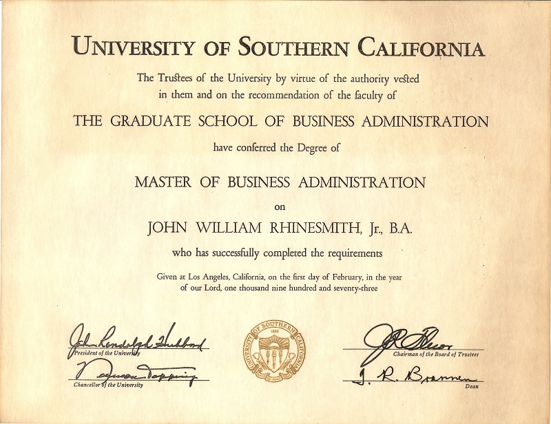 master of business administration John W. Rhinesmith Jr.